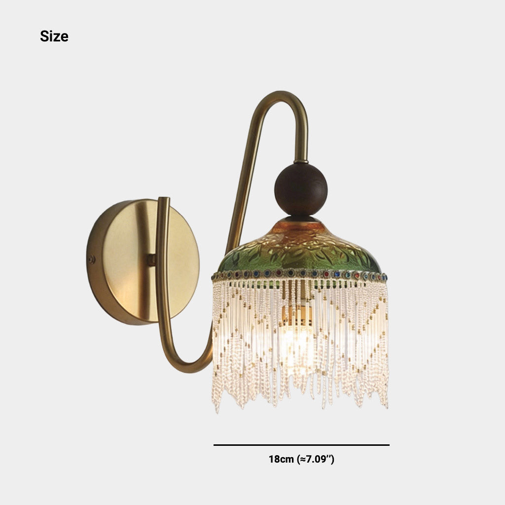 Vintage Tassel Wall Sconce Light with Crystal Fringe