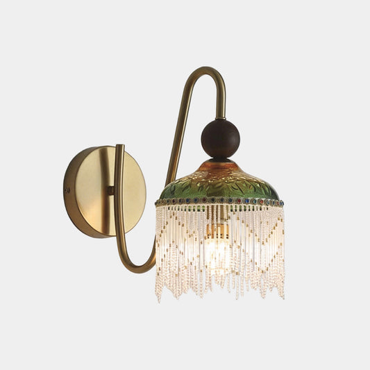 Vintage Tassel Wall Sconce Light with Crystal Fringe
