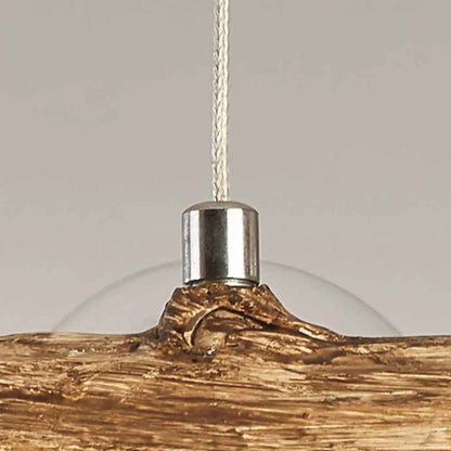 Vintage Tree Branch Linear Pendant Light with Glass Globes