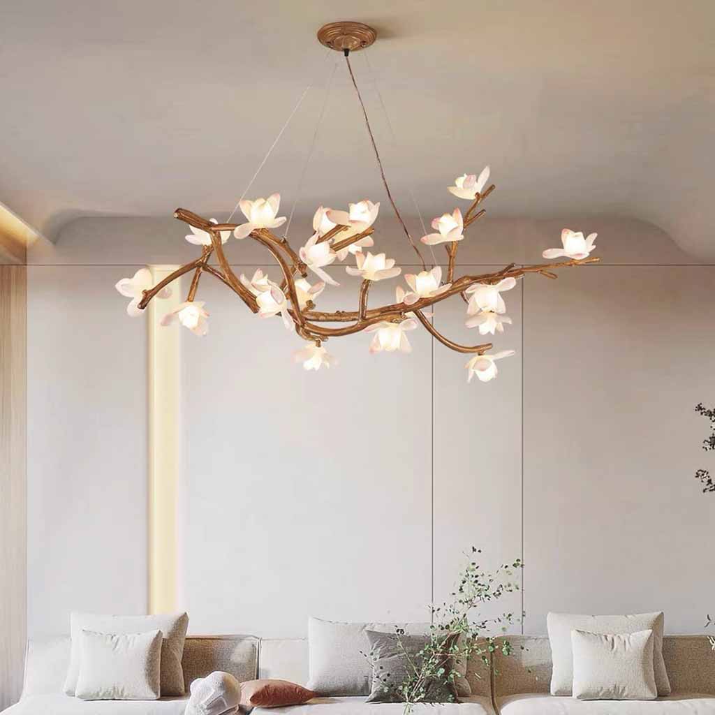 Vintage Tree Branch Lotus Flower Chandelier