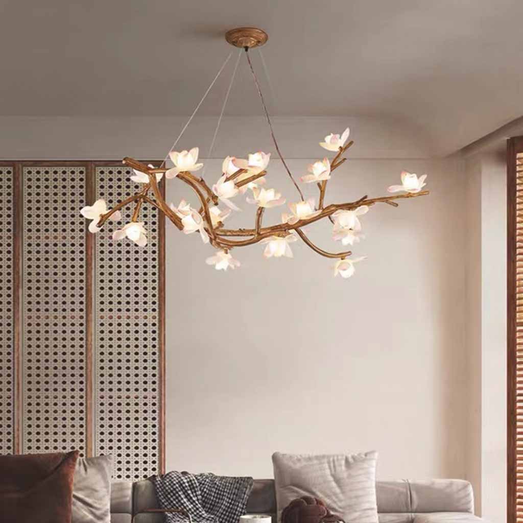 Vintage Tree Branch Lotus Flower Chandelier