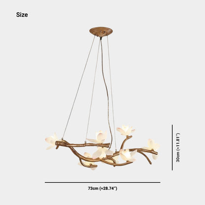 Vintage Tree Branch Lotus Flower Chandelier