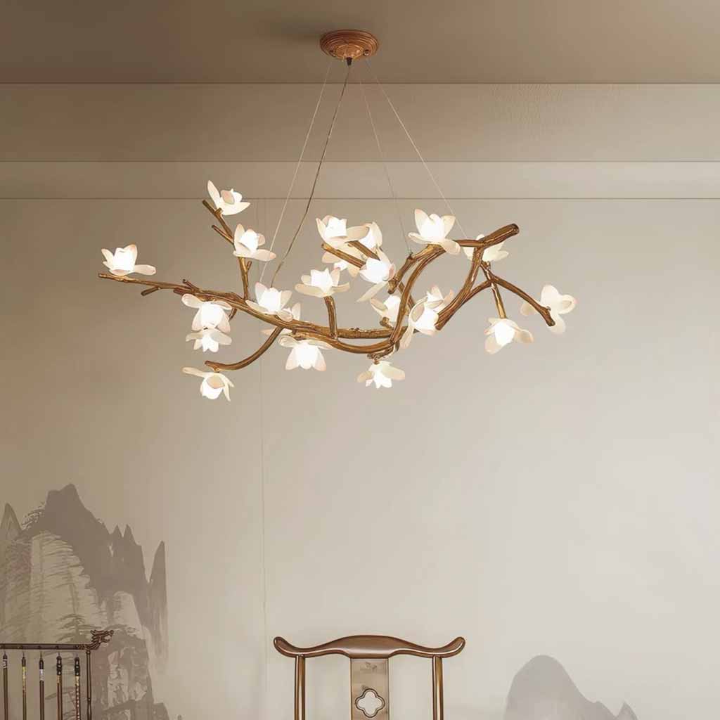 Vintage Tree Branch Lotus Flower Chandelier