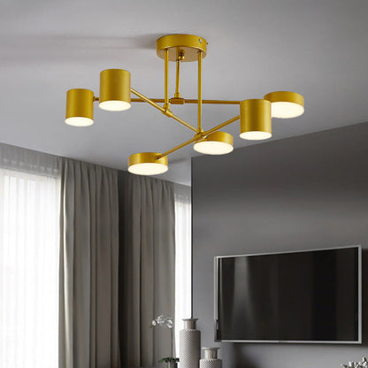 Quor LED Flush Ceiling Light, Black/White/Gold 6 Head