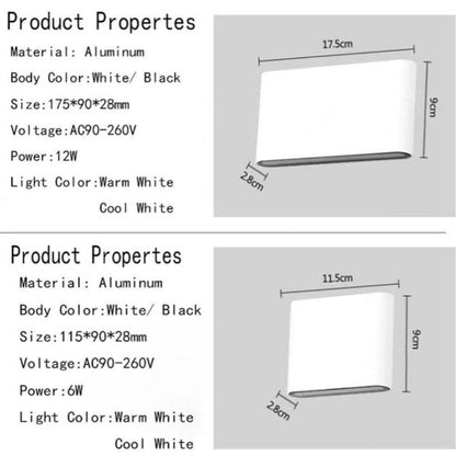 Bastro Modern Rectagulart Waterproof Outdoor Wall Lamp, Black/White