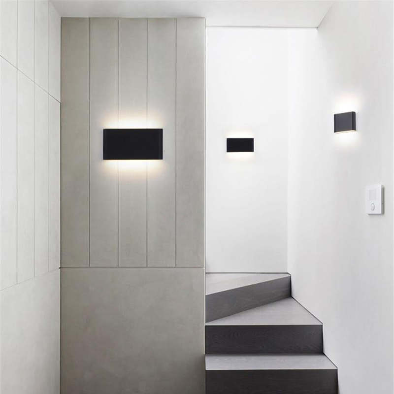 Bastro Modern Rectagulart Waterproof Outdoor Wall Lamp, Black/White