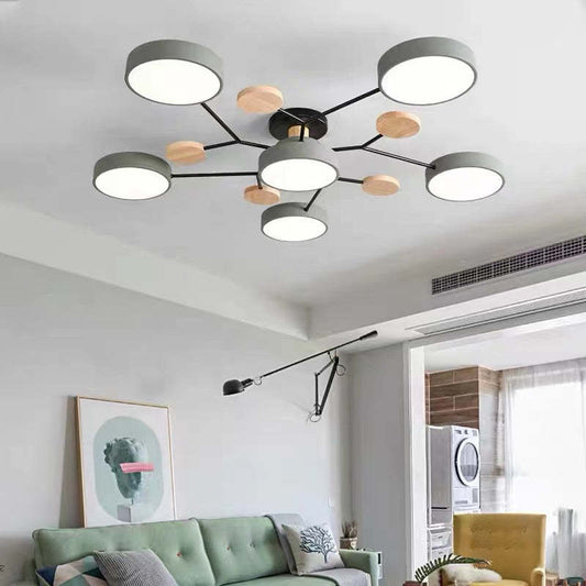 Arisha Ceiling Light, Wood Round for Living Room