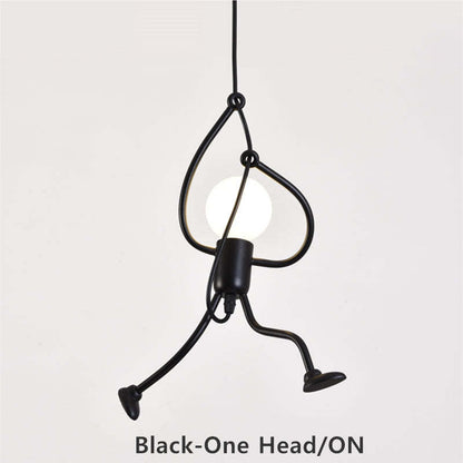 Miro Retro Modern Iron Man Pendant Light, Black
