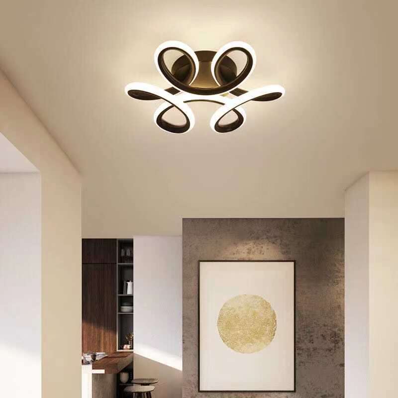Fael Modern Flower Shape Metal Ceiling Light, Black/White, Hallway