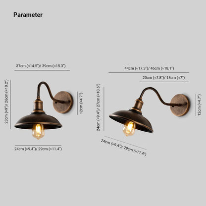 Ray Rustic Bowl Shaped Metal Wall Lamp, Antique Brass