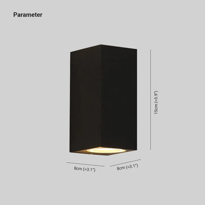 Tavon Minimalist Metal Square Outdoor Wall Lamp, Black