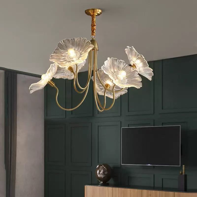 Glass Lotus Leaf Pendant Light - Artistic Floating Design for Modern Home