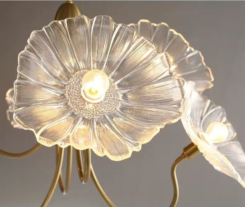 Glass Lotus Leaf Pendant Light - Artistic Floating Design for Modern Home