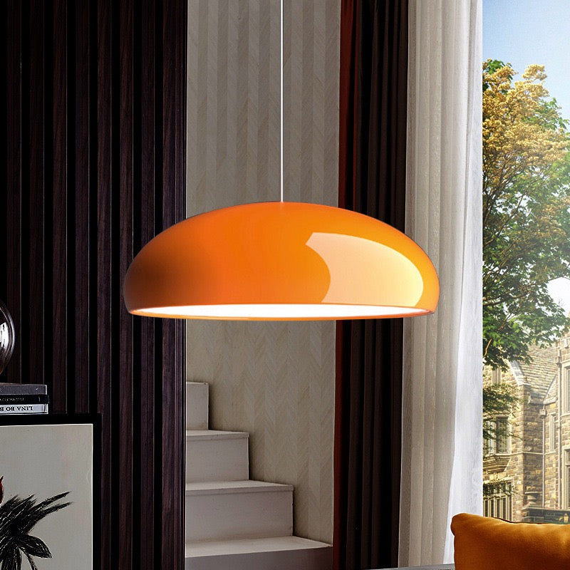 modern italian pendant light orange accent minimalist design