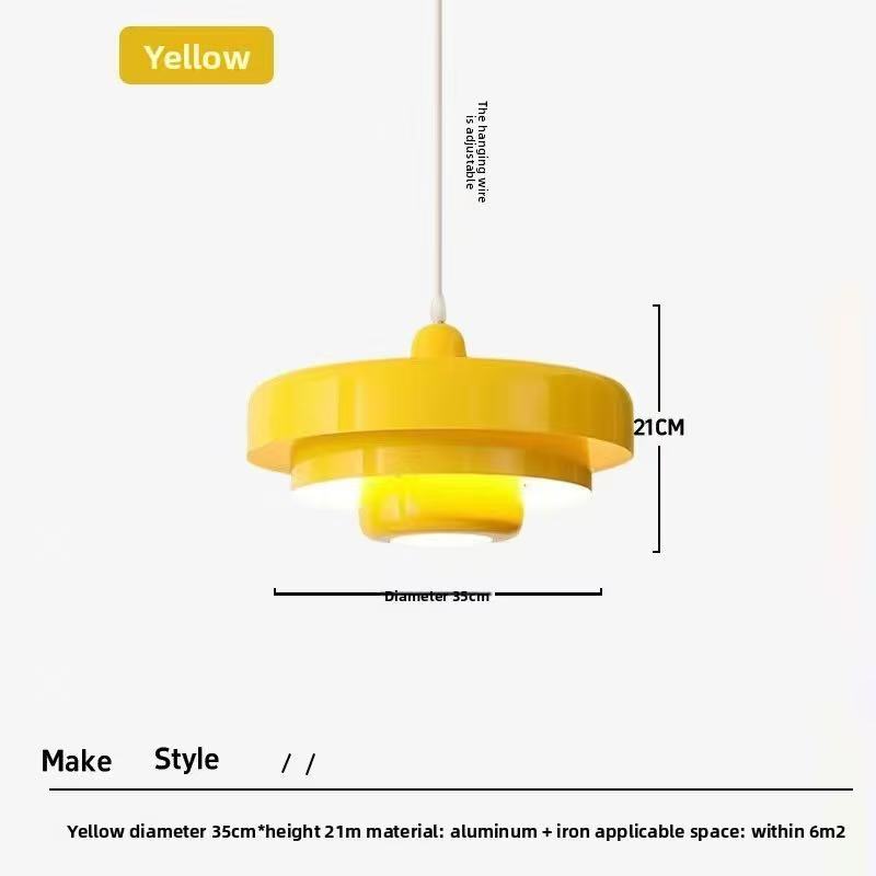 rainbow cake pendant over cafe table ambient lighting retro