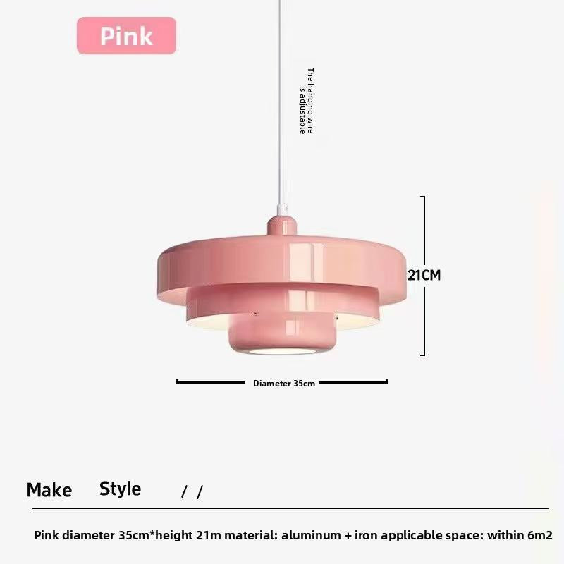 rainbow cake pendant over cafe table ambient lighting retro