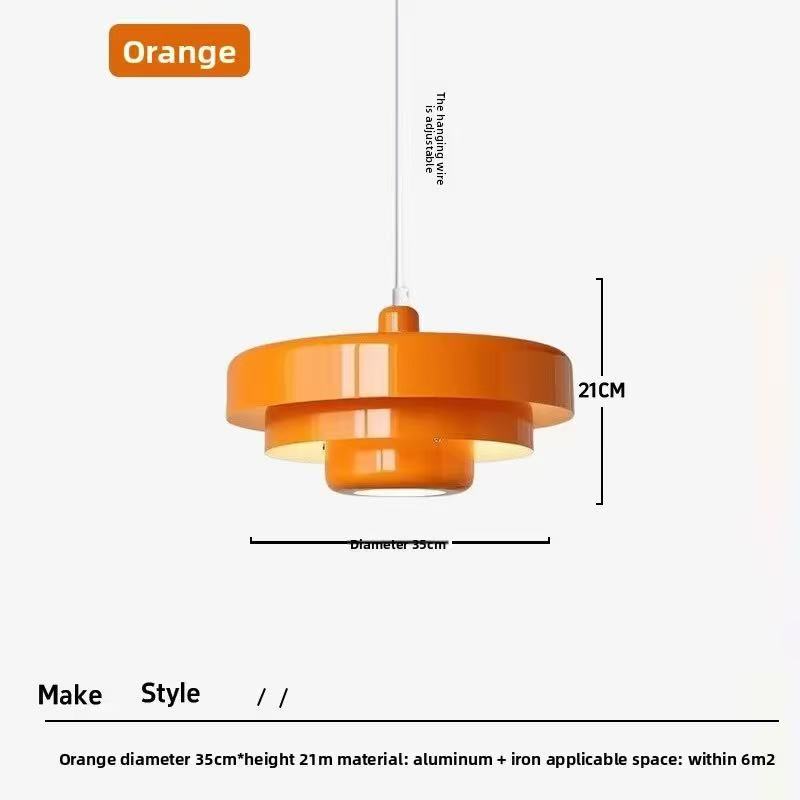 rainbow cake pendant over cafe table ambient lighting retro