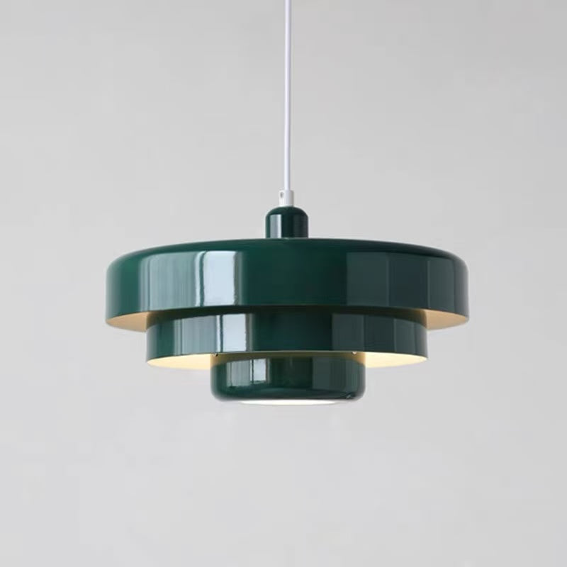 rainbow cake pendant over cafe table ambient lighting retro