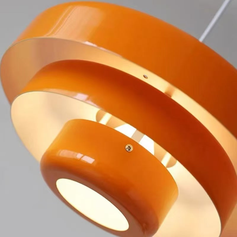 rainbow cake pendant over cafe table ambient lighting retro