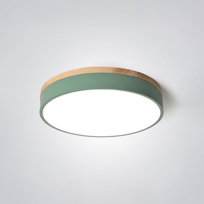 Aria Nordic LED Round Flush Mount Ceiling Light Wood Color